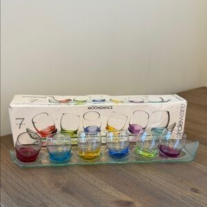 7 Piece Moondance - 6 Shot Glasses and 1 Glass Tray by Circleware